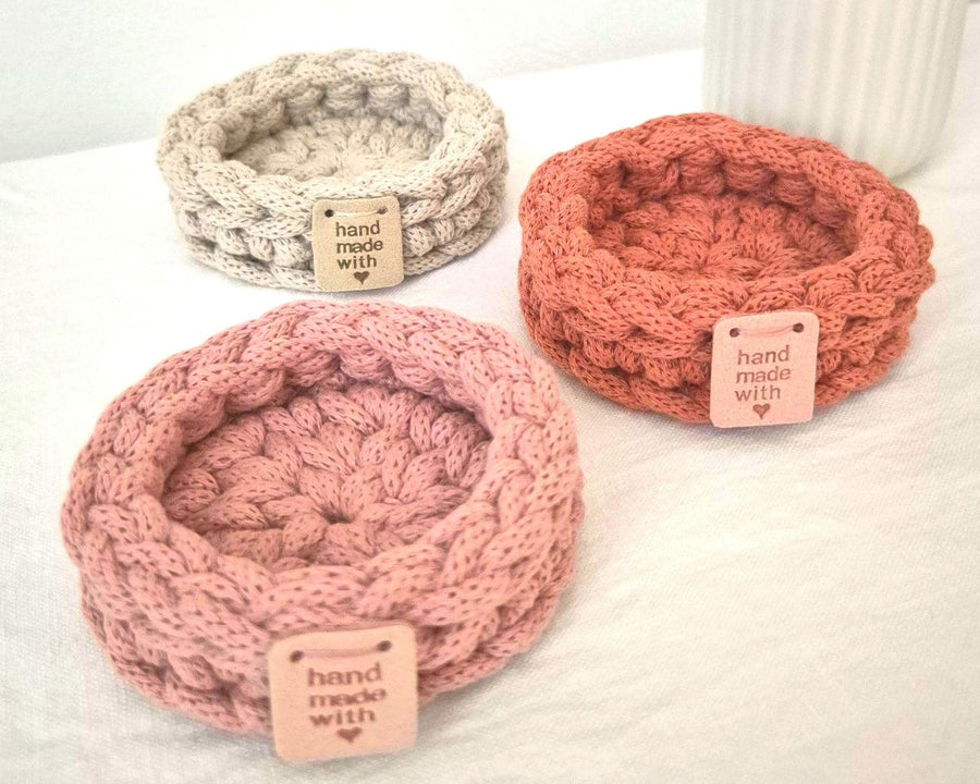Mini-Häkelkörbe im 3er-Set, 8,5 × 2,5 cm