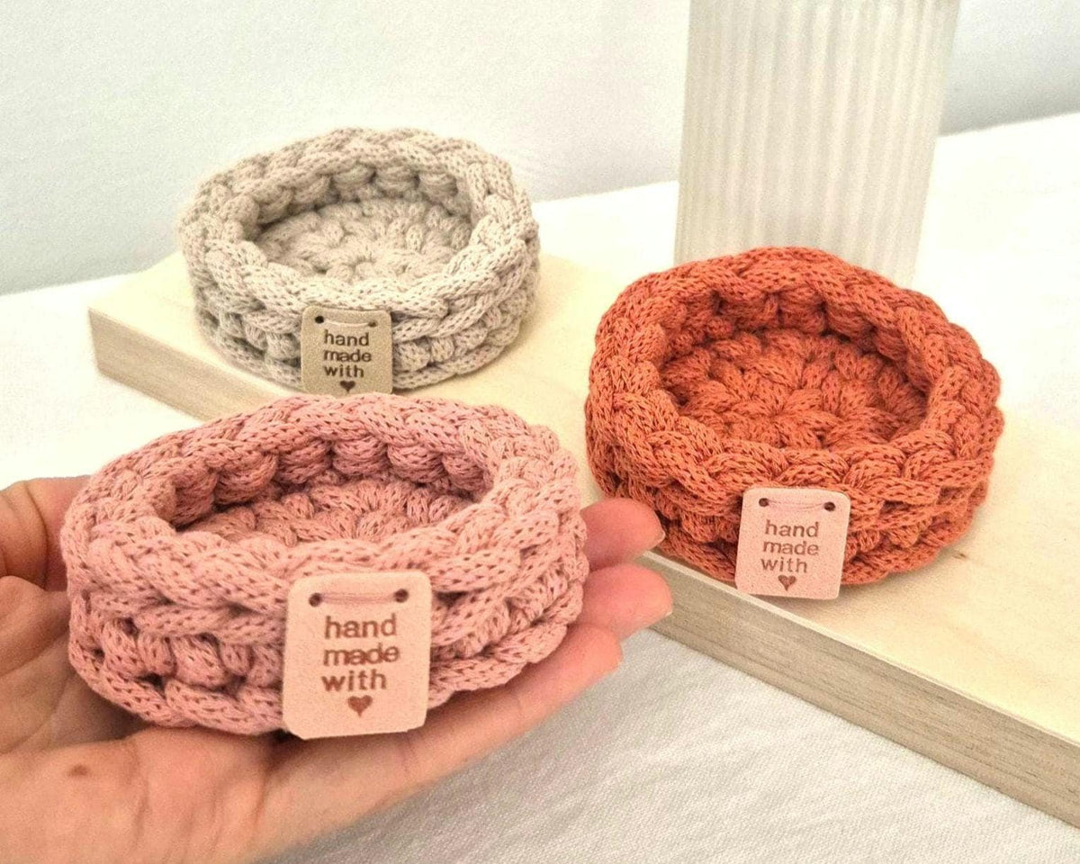 Mini-Häkelkörbe im 3er-Set, 8,5 × 2,5 cm