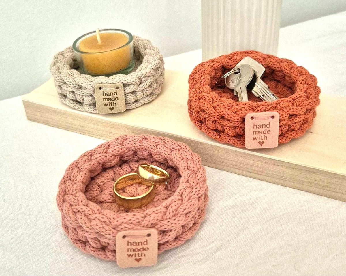 Mini-Häkelkörbe im 3er-Set, 8,5 × 2,5 cm