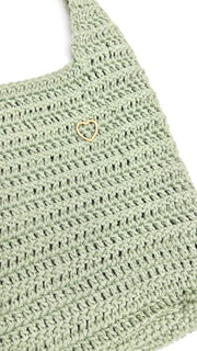Minimalistische handgehäkelte Schultertasche aus Baumwolle in Naturfarben, 30 × 25 cm