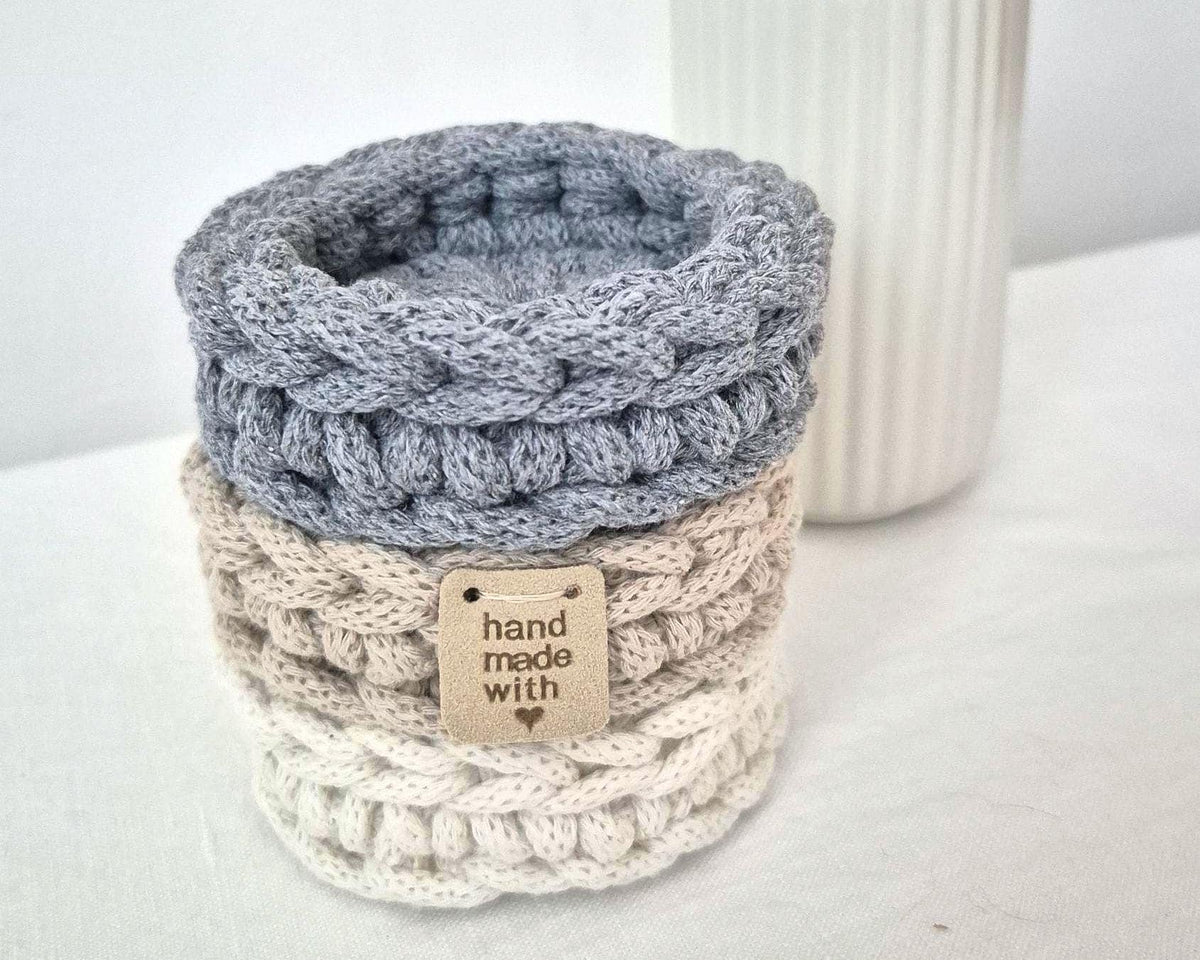 Mini-Häkelkörbe im 3er-Set, 8,5 × 2,5 cm