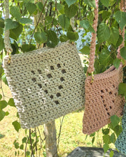 Herz-Häkel-Umhängetasche aus Baumwollkordel, Mini oder Maxi