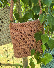 Herz-Häkel-Umhängetasche aus Baumwollkordel, Mini oder Maxi